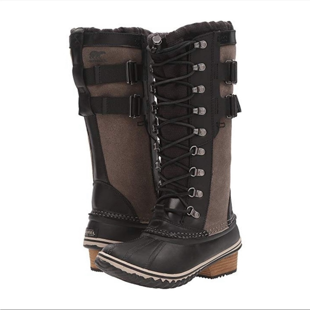 Sorel Conquest Carly II Boots. Size 7.5. Tan Brown & Black. Genuine Leather